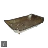 An Art Deco silver hallmarked serving dish/fruit bowl, of angular form, with canted swept well,