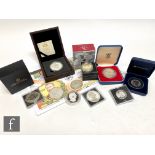 An Elizabeth II Canada five dollar silver proof coin, cased, a Royal Visit twenty dollar proof coin,