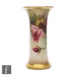 An early 20th Century Royal Worcester shape G923 trumpet vase decorated with a hand painted