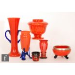 A group of 1930s Art Deco Tango and Spatter range vases to include vase of tapering form with