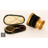 A 19th Century brass two drawer monocular microscope inscribed F Abraham Bath, ebonite collar,