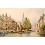 C. J. KEATS (LATE 19TH CENTURY) - Canal scene, Bruges, watercolour, signed, framed, 32cm x 51cm,