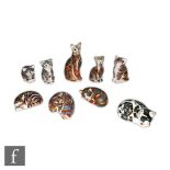 Nine Royal Crown Derby Cat paperweights to include Catnip Kitten, made exclusively for the