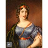 ENGLISH SCHOOL (CIRCA 1820) - Portrait of a young lady wearing theatrical robes and laurel band,