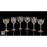 A small assorted collection of matched 19th Century crystal glass stem ware to include white wines