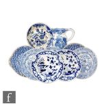 A pair of 19th Century Cartwright and Edwards blue and white Coral pattern cake plates together with