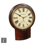 A 19th Century mahogany drop dial circular wall clock, painted dial by Skarratt Worcester, single