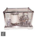 A 20th Century French barograph in chrome case on stepped base, width 20cm.