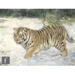 JOEL KIRK (B. 1948) - A tiger in the snow, pastel drawing, signed, framed, 48cm x 63cm, frame size