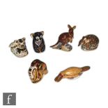 Six Royal Crown Derby paperweights including The Australian Collection Koala and Baby and Duck-