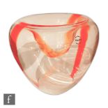 A contemporary Italian Murano glass bowl by C. Nason of ovoid form decorated with a deep orange