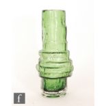A Whitefriars Textured range pattern 9680 Hoop vase, designed by Geoffrey Baxter, in Meadow Green,