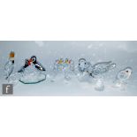 A collection of Swarovski bird ornaments comprising Annual Edition 1989 Amour the Turtledoves,