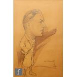 W. ARNOLD (EARLY 20TH CENTURY) - Profile caricature of a gentleman wearing plus fours, pencil and