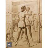 ERNEST HEBER THOMPSON (1891-1971) - Two ballerinas exercising, etching, signed in the plate, framed,