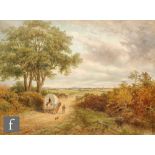 BARRINGTON SWEETING (LATE 19TH CENTURY) - Figures with a covered wagon on a country road, oil on