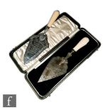 A 20th Century silver hallmarked presentation trowel with ivory handle, Birmingham 1930, S