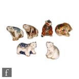 Five Royal Crown Derby paperweights comprising Aurora Polar Bear a signature edition of 1500 for