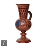 A late 19th Century French ewer decorated in the Hispano-Moresque style by Emile Balon, with painted