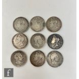 Various George III to George IV coins to include crowns 1819, 1820 x 2, 1821 x 5 and 1822. (9)