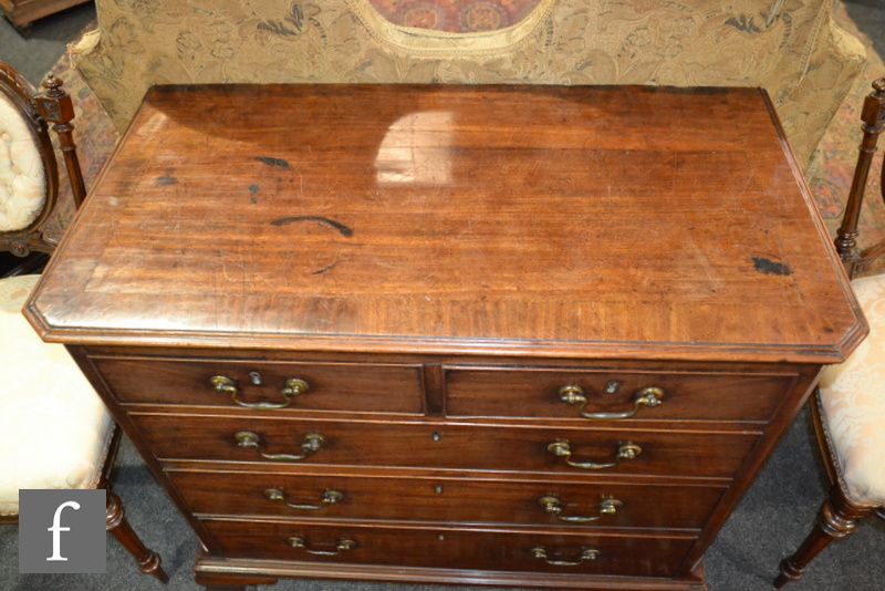 A George III crossbanded mahogany chest of two short and three long drawers flanked by reeded - Image 2 of 2