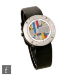 A 1989 limited edition Omega Art watch, the reverse designed by Fritz Glarner in multicoloured
