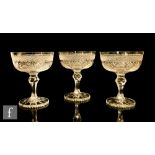 A set of twelve late 19th century large champagne coupes with strawberry diamond and mitre cut