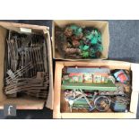 A collection of O gauge Hornby model railway accessories, to include a No. 2 Home Signal Gantry with