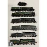 Eight unboxed OO gauge Hornby locomotives to include 4-6-2 Battle of Britain Class BR green '21s