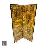 A Victorian decoupage two fold screen, scrap decorated with children etc, 170cm x 108cm.