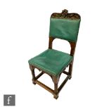 A late 19th to early 20th Century Anglo Indian carved hardwood standard or side chair, with a