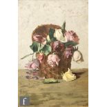 C. STOREY ( LATE 19TH CENTURY) - A still life with roses in a basket, oil on canvas, signed