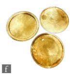 A collection Middle Eastern/Persian brass trays, to include two plain rimmed examples, with