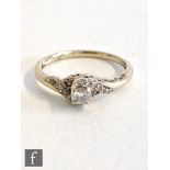 A 9ct hallmarked diamond solitaire ring brilliant cut claw set stone weight approximately 0.20ct