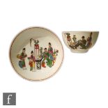 An 18th Century Worcester Chinese teabowl and saucer decorated in the enamel and gilt transfer and