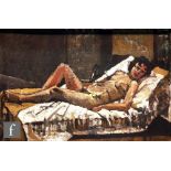 MARY HEYWOOD (C.1960) - Portrait of a reclining nude model, oil on board, signed, inscribed Mary