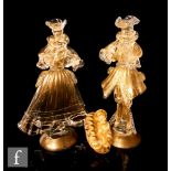 A pair of later 20th Century Venetian Murano glass figures of a lady and gentleman in period style