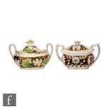 Two 19th Century Staffordshire sucriers, the first decorated with grapes and gilt vines against a