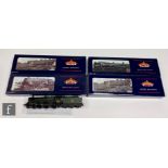 Four OO gauge Bachmann locomotives, comprising 32-254 2-6-4T BR black '80002', 32-576 2-6-0 BR black