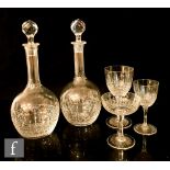 A 20th century St Louis crystal part tableware suite to include two decanters, nine champagne