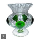 A early 20th century Stuart and Sons Arts and Crafts glass vase of shouldered ovoid form, with