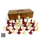 Amended description - A late 19th Century bone chess set