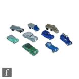 A collection of nine post war Dinky diecast models, commercial vehicles and cars to include Wagon