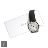 A gentleman's Cartier Ronde Solo stainless steel automatic wrist watch, Roman and Arabic numerals to