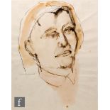 JOHN EMANUEL (BORN 1930) - Head study looking to the right, ink and wash drawing, signed, framed,