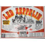 A 1975 Led Zeppelin Earl's Court colour advertising poster, designed by Peter Grainey Graphics,