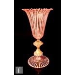 A large later 20th Century Venetian glass goblet by Vecchia Murano with a large frill rim bell