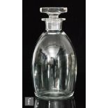 A 1930s clear crystal decanter by Val St Lambert of shouldered ovoid form with collar neck and