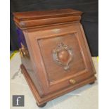 A late Victorian mahogany coal purdonium, twin brass carrying handles, height 55cm x depth 51cm x