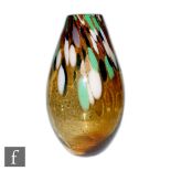 A large contemporary studio glass vase of ovoid form with white, green, pink and bronze aventurine